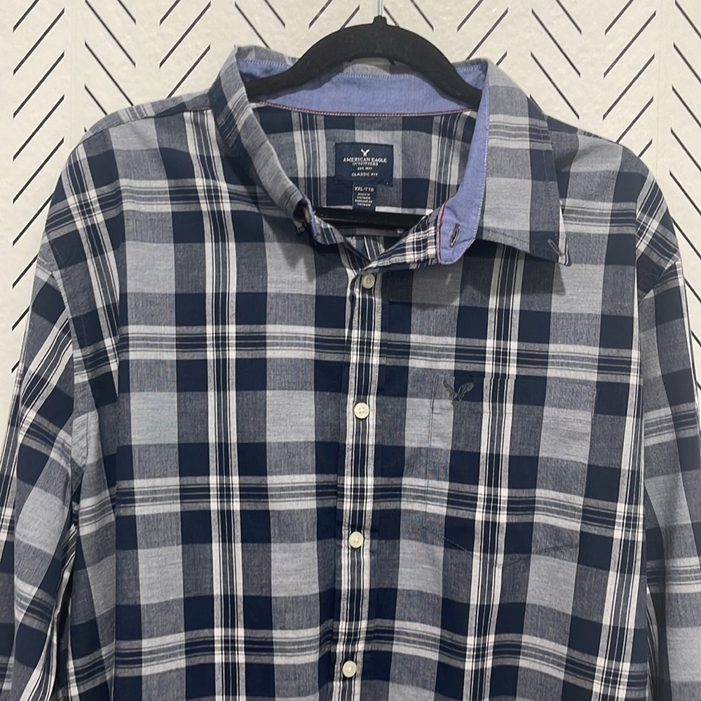 American Eagle Button Down, Plaid, Classic Fit, S… - image 2